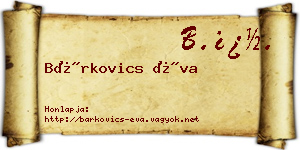 Bárkovics Éva névjegykártya
